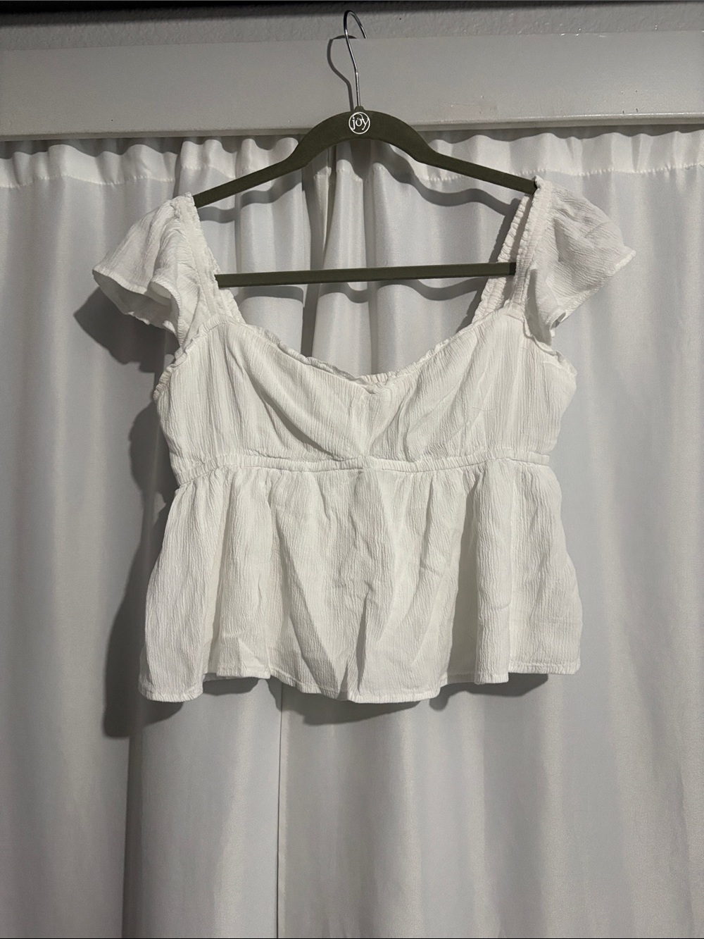 Hollister White Square Neck Peplum Crop Top - Puff Sleeve